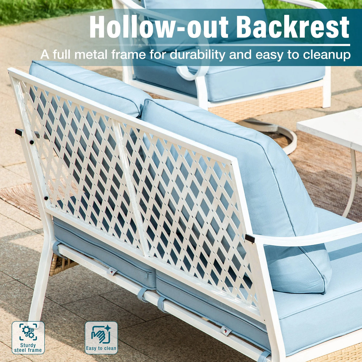 4 Piece Blue Patio Conversation Set Z659