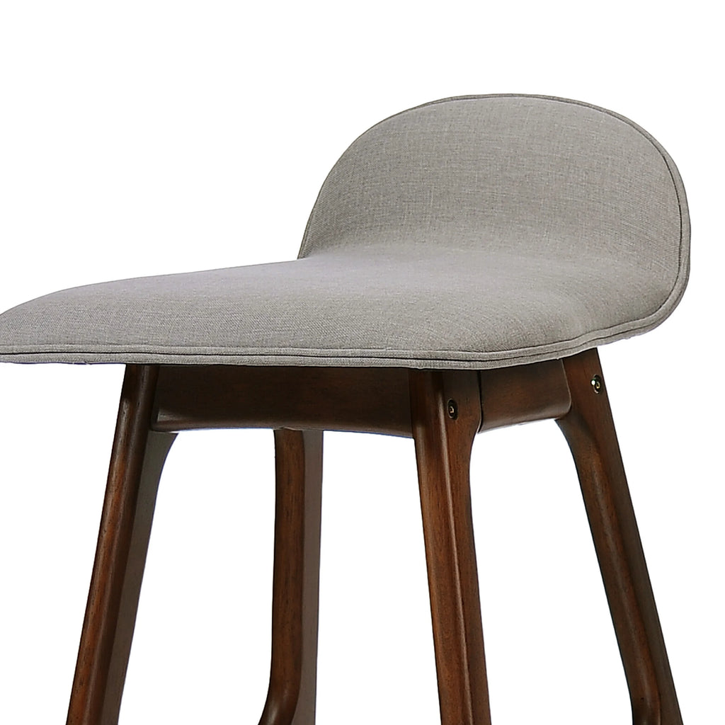 Light Gray and Natural Walnut Upholstered Barstools Set of 2 V7304