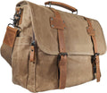 Waxed Canvas Genuine Leather Messenger Bag with Laptop Case W473