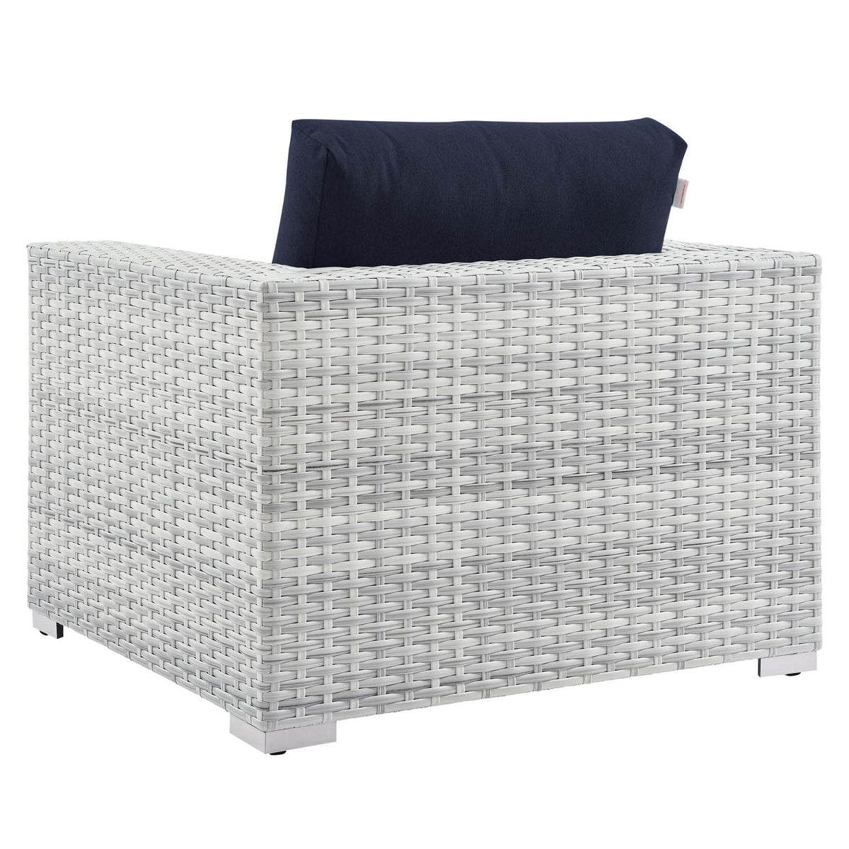 Lounge Sectional Sofa Chair Set, Rattan, Wicker, Light Grey Gray Blue Navy, Outdoor Patio Balcony Cafe Bistro Garden Furniture Hotel Hospitality C350