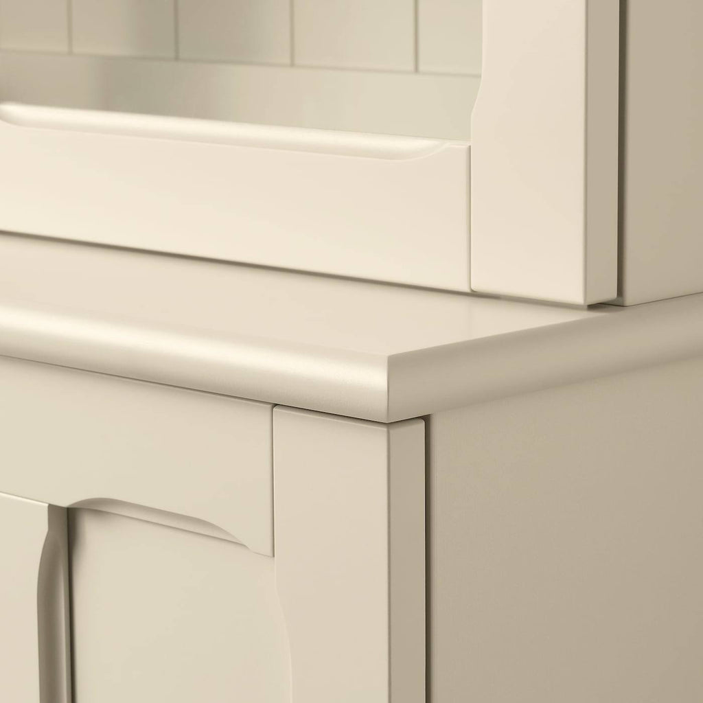 Light Beige Cabinet with Glass Doors E48340