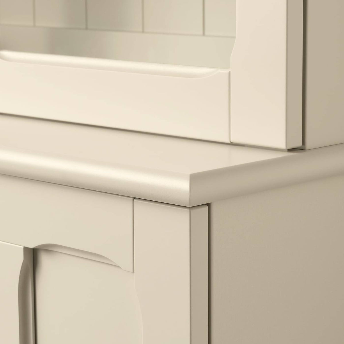 Light Beige Cabinet with Glass Doors E48340