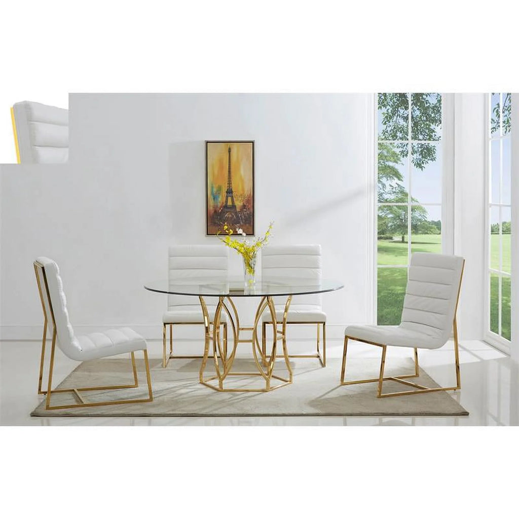 60" Stainless Steel and Glass Round Dining Table C515