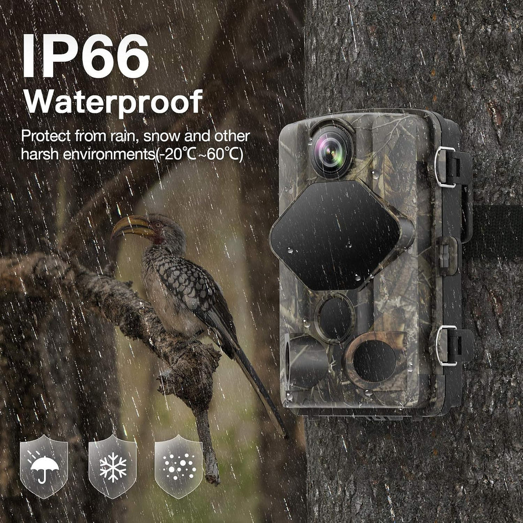 4K 24MP Night Vision 82ft Motion Activated IP66 Waterproof Trail Camera K869156