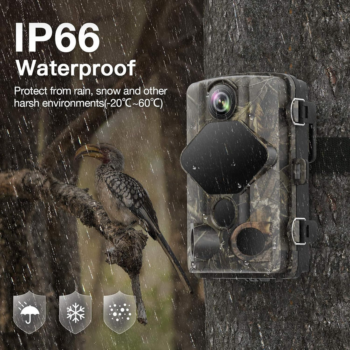 4K 24MP Night Vision 82ft Motion Activated IP66 Waterproof Trail Camera K869156