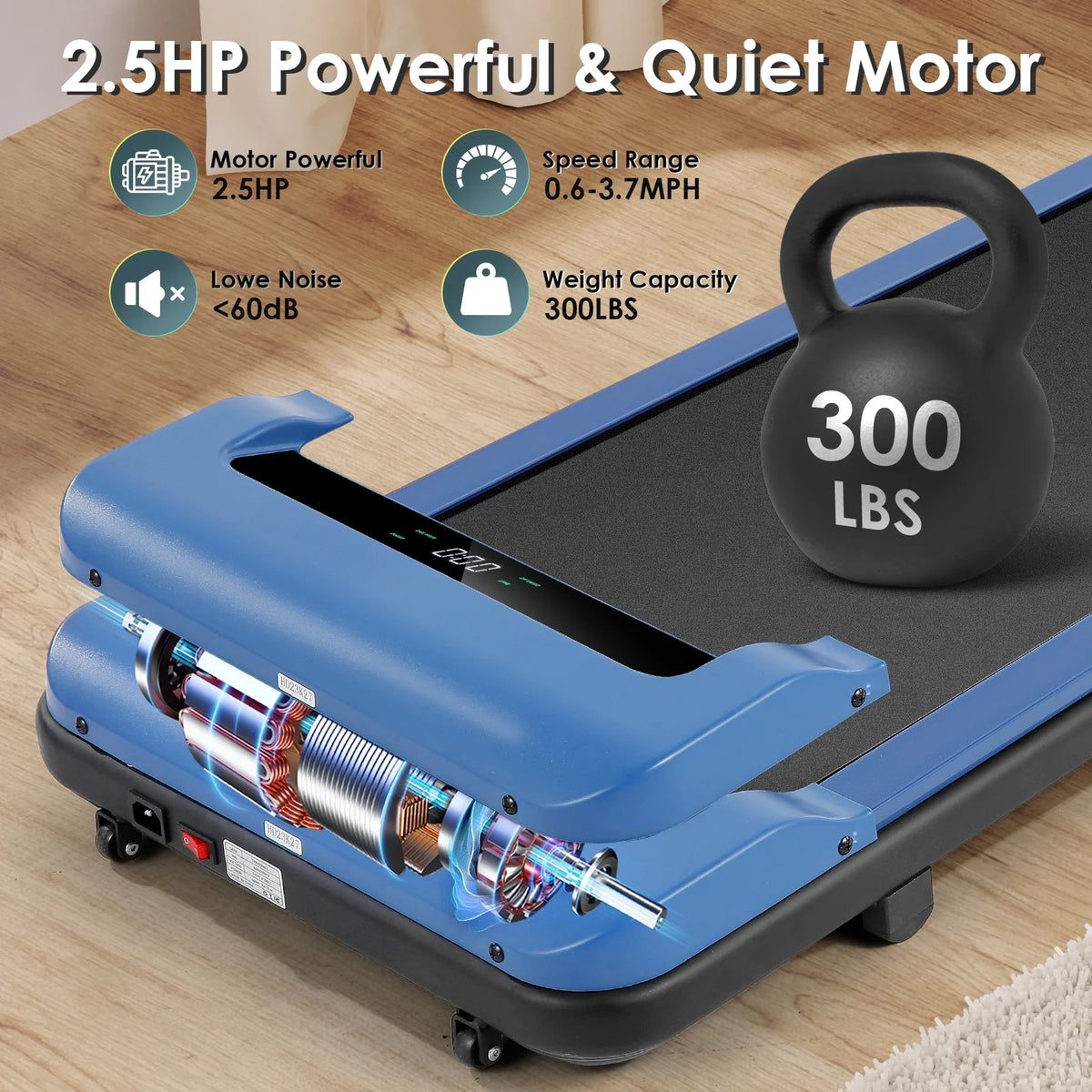 2.5HP Under Desk Treadmill with LED Display D94266
