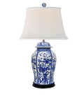 Blue and White Floral Temple Jar Lamp O68213