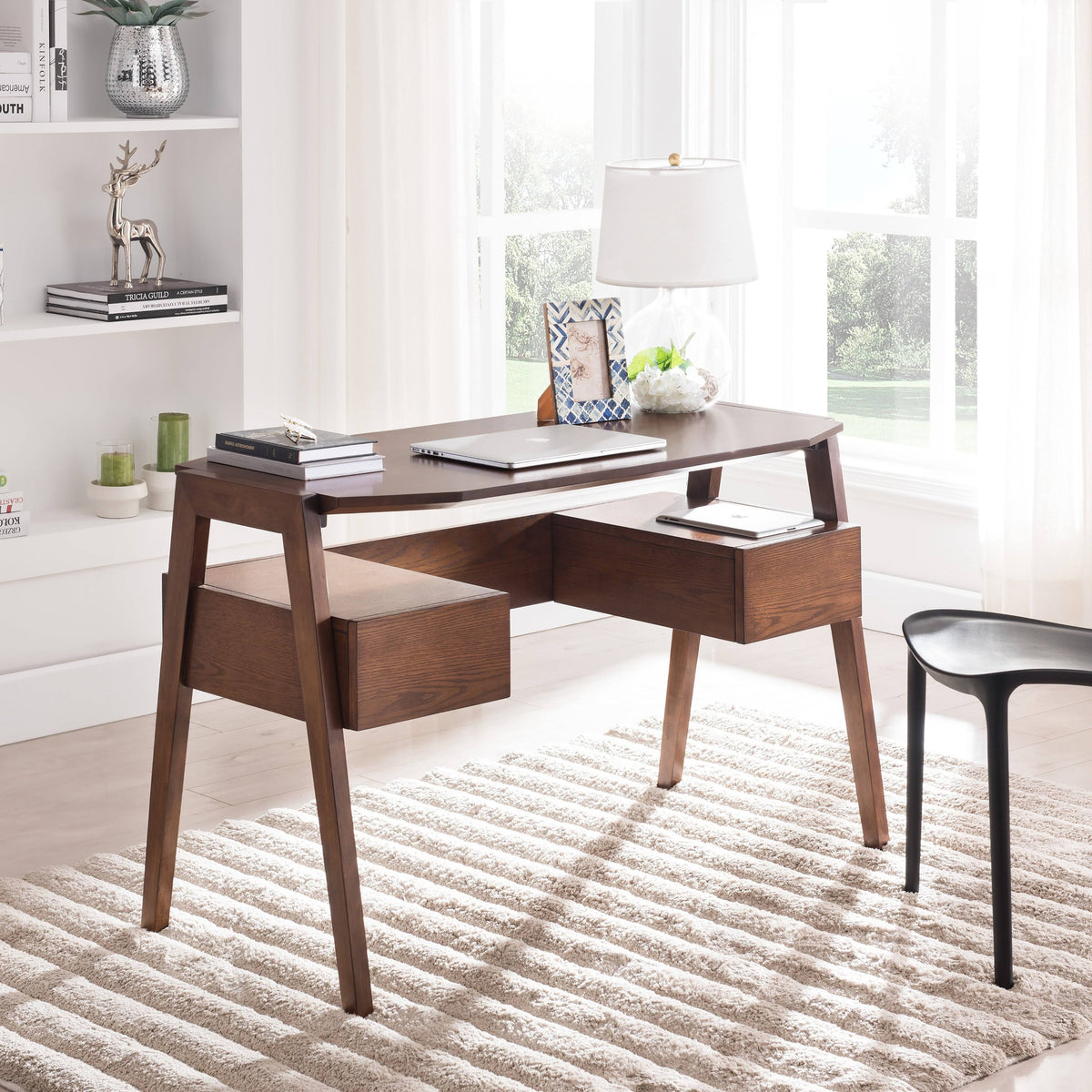 White Writing Desk with Storage D594