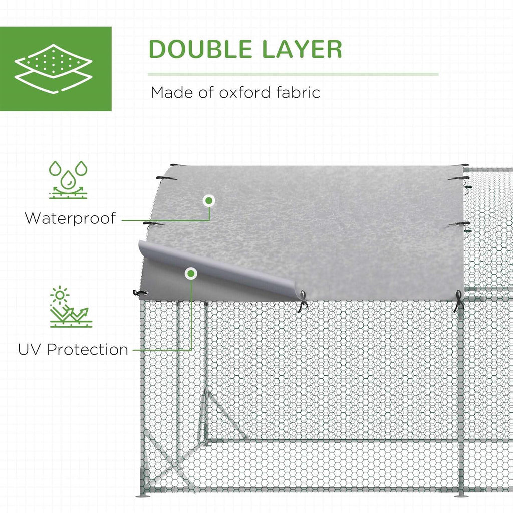 Metal Chicken Coop Walk-in Enclosure with Cover U372