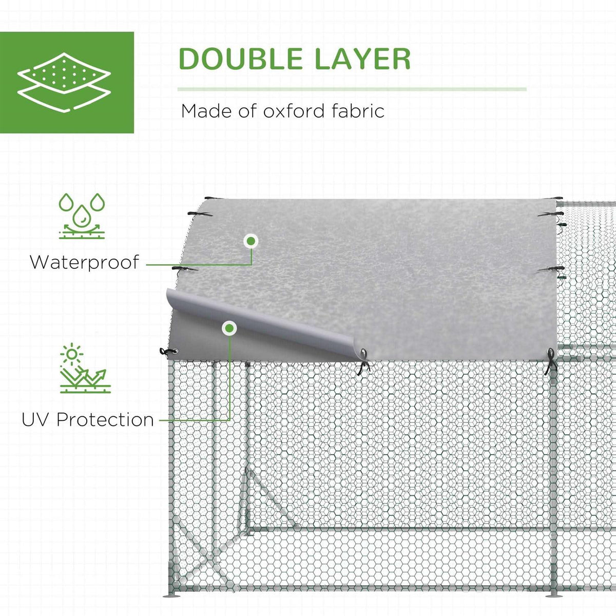 Metal Chicken Coop Walk-in Enclosure with Cover U372