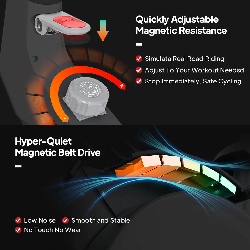Indoor Cycling Bike Belt Drive Magnetic Stationary Exercise Bike 350lb D834502
