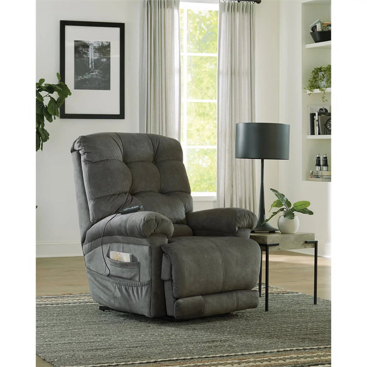 Gray Fabric Power Lift Recliner E825174