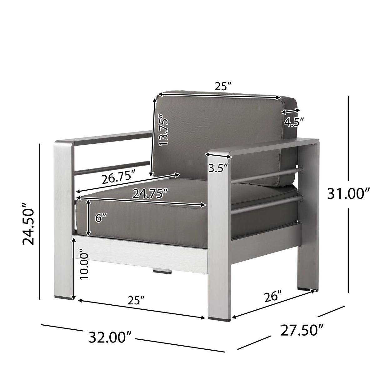 4 Seater Aluminum Chat Set with Side Table X67533