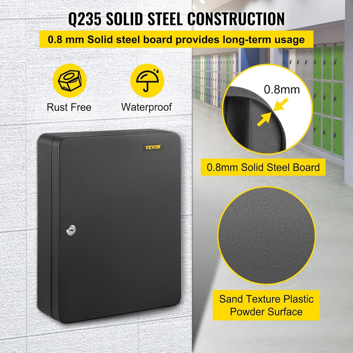 Black Wall Mounted Steel Key Cabinet (240 Positions) K314991