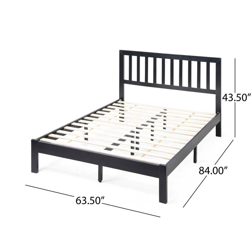 Black Acacia Wood Queen Bed O7095
