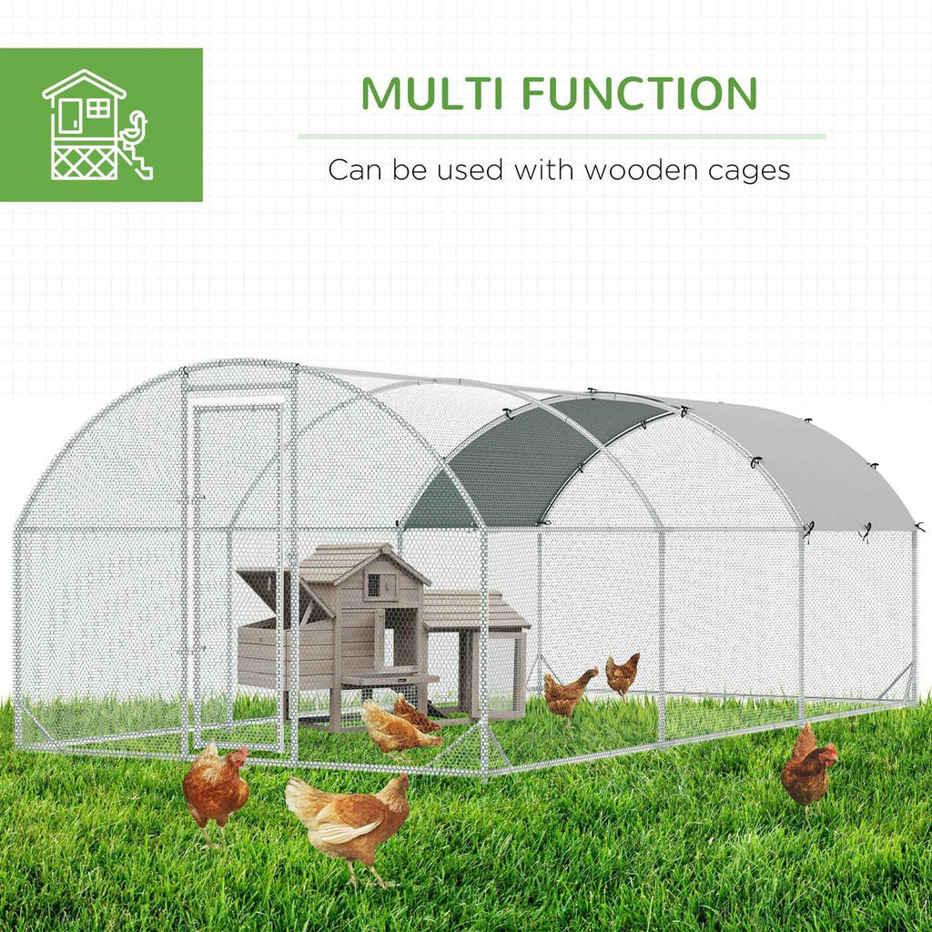 Metal Chicken Coop Walk-in Enclosure with Cover U372
