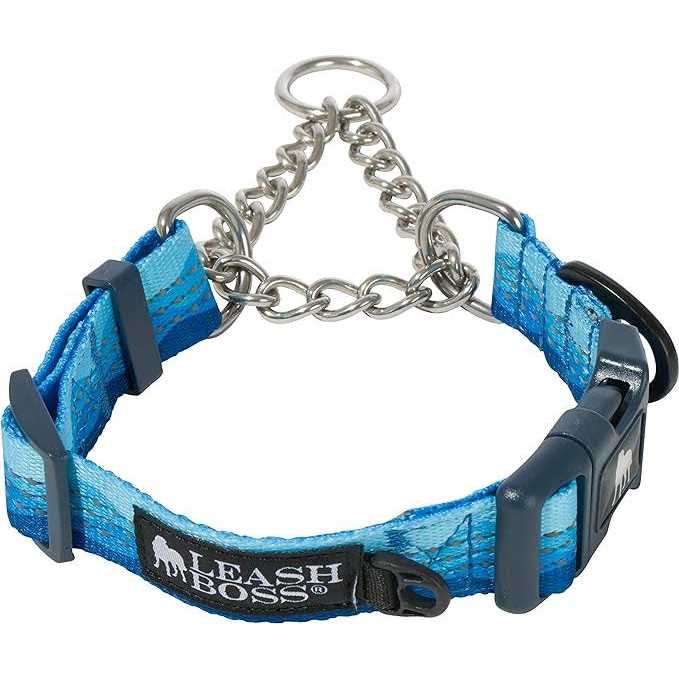 Patterned Reflective Chain Martingale Dog Collar G2484