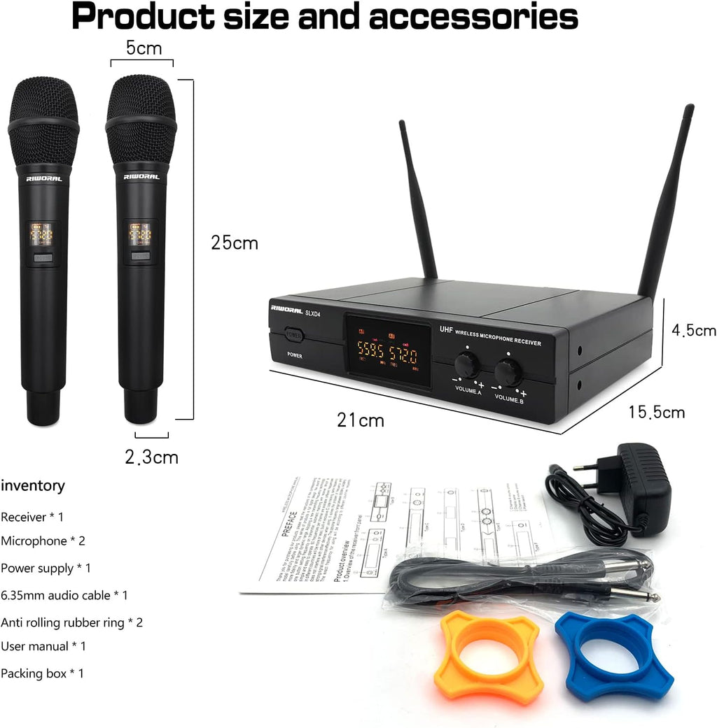 Wireless Microphone System with Dual UHF Cordless Handheld Dynamic Mic C824647