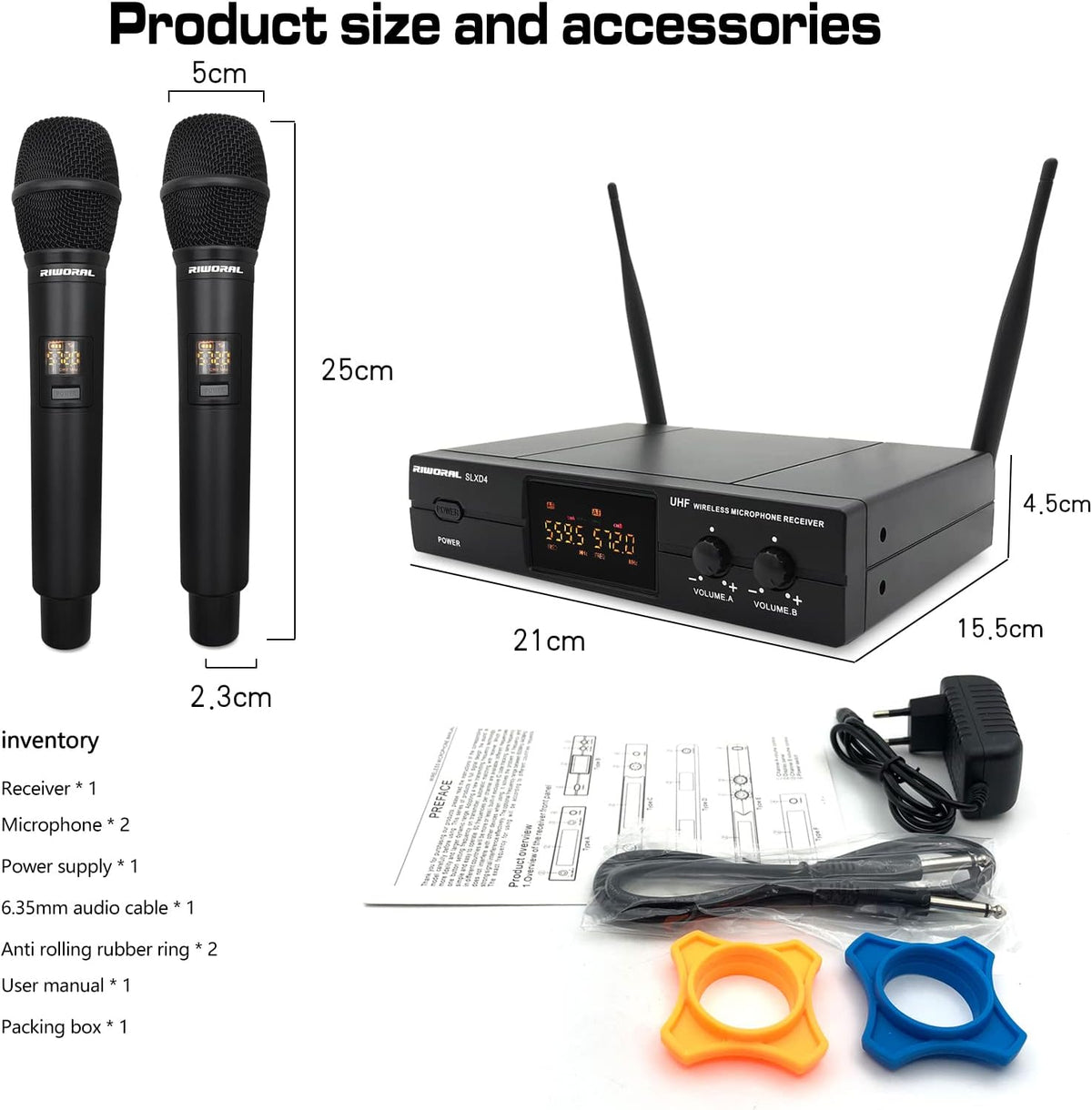 Wireless Microphone System with Dual UHF Cordless Handheld Dynamic Mic C824647