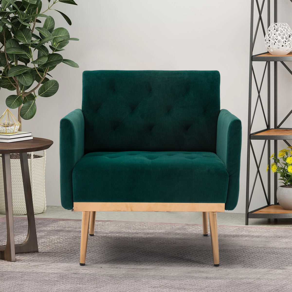 Grey Velvet Tufted Accent Chair N79267