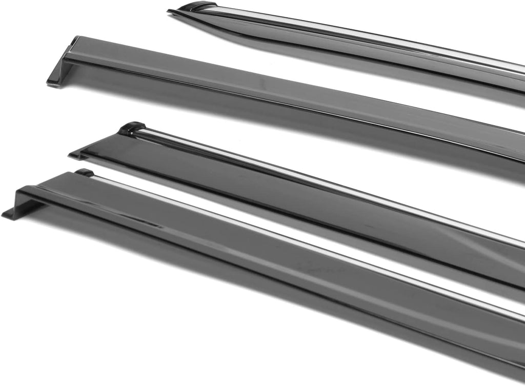 Window Visor Rain Guard Shade 4PC Injection Polycarbonate with Chrome Trim P1479