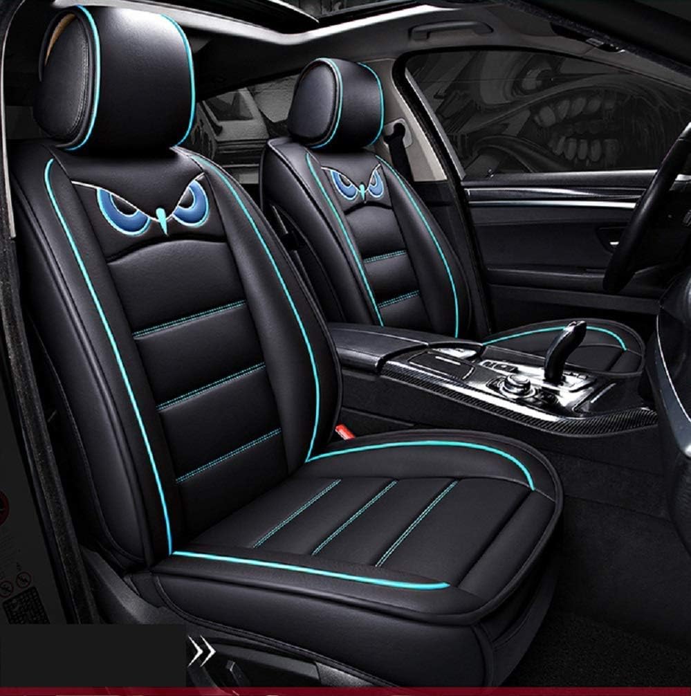 Black-Blue Waterproof Leather Car Seat Covers T9136