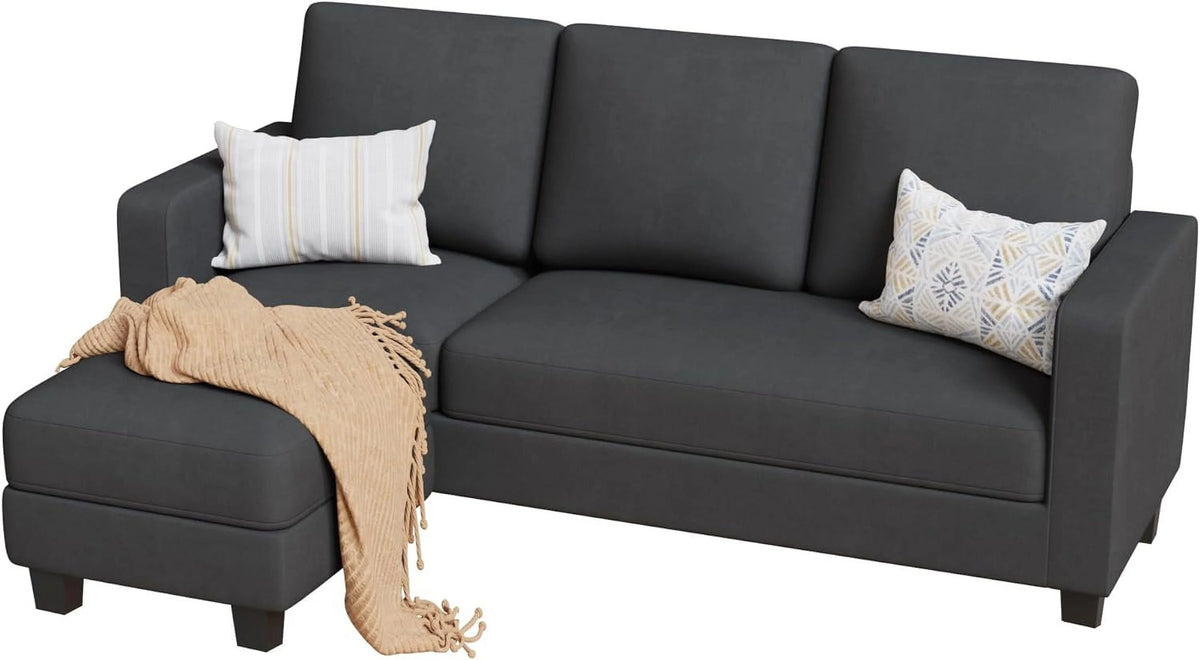 L Shaped Convertible Sectional Sofa with Ottoman Dark Gray K882102