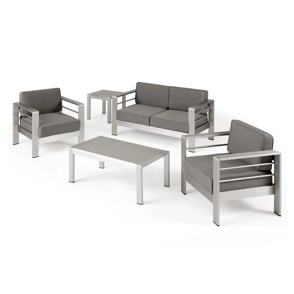 4 Seater Aluminum Chat Set with Side Table X67533