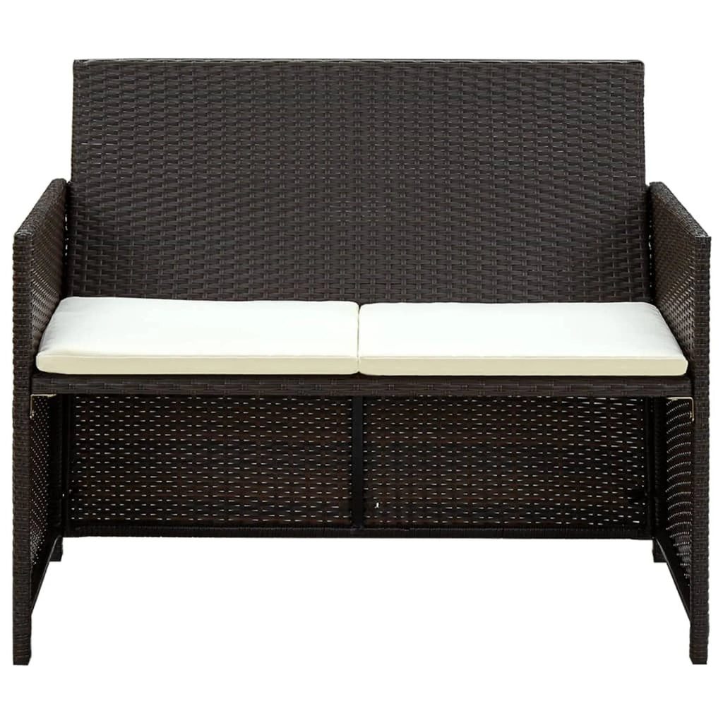 4 Piece Poly Rattan Outdoor Sectional Sofa Set with Coffee Table V765