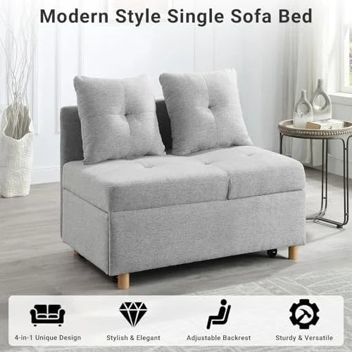 3 in 1 Convertible Velvet Sofa Bed with 2 Pillows O120509