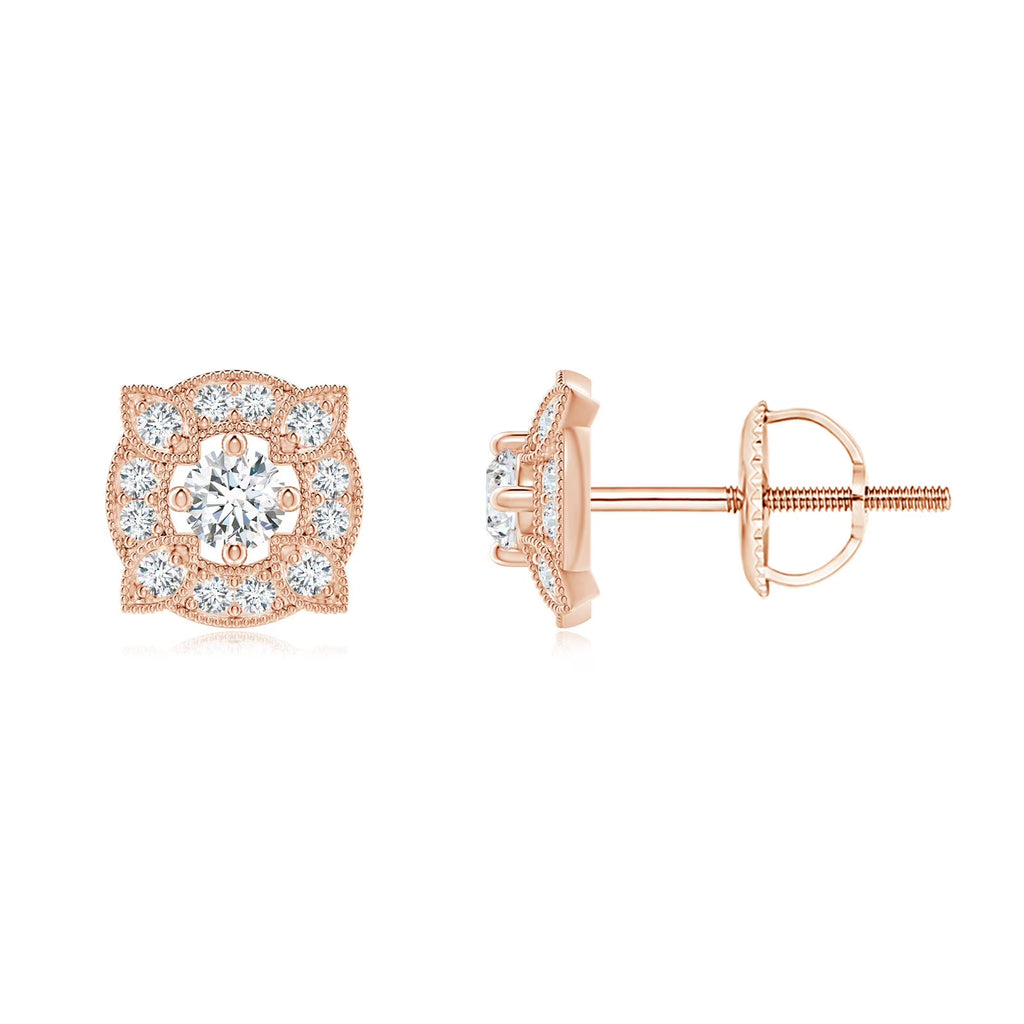 14K Rose Gold Diamond Stud Earrings Z324