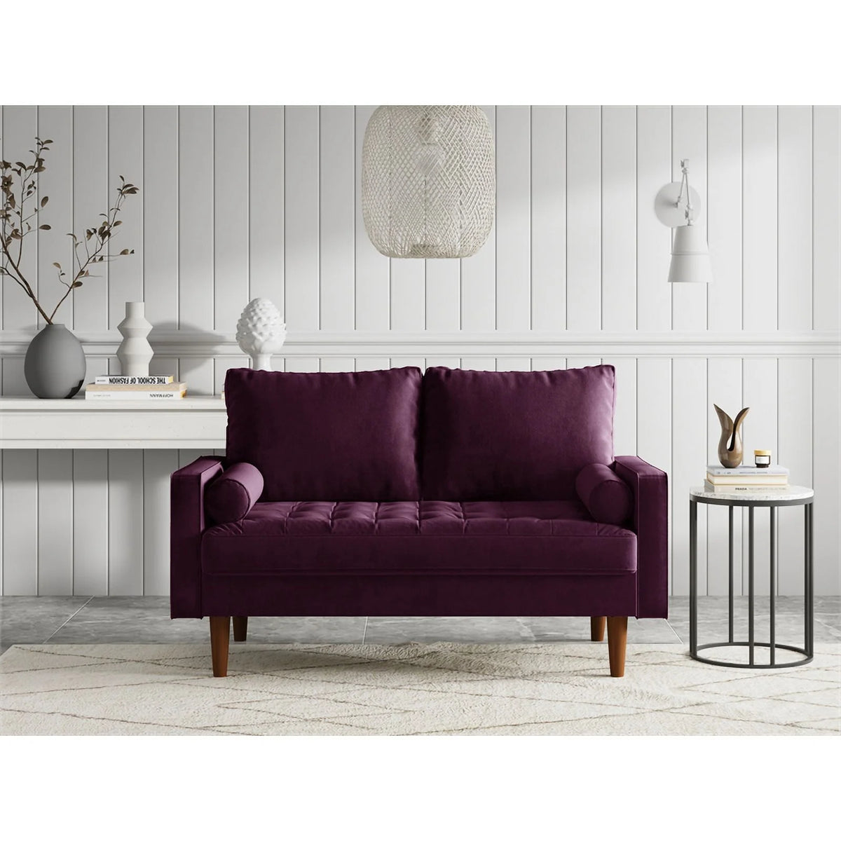 Purple Velvet Upholstered Loveseat A952