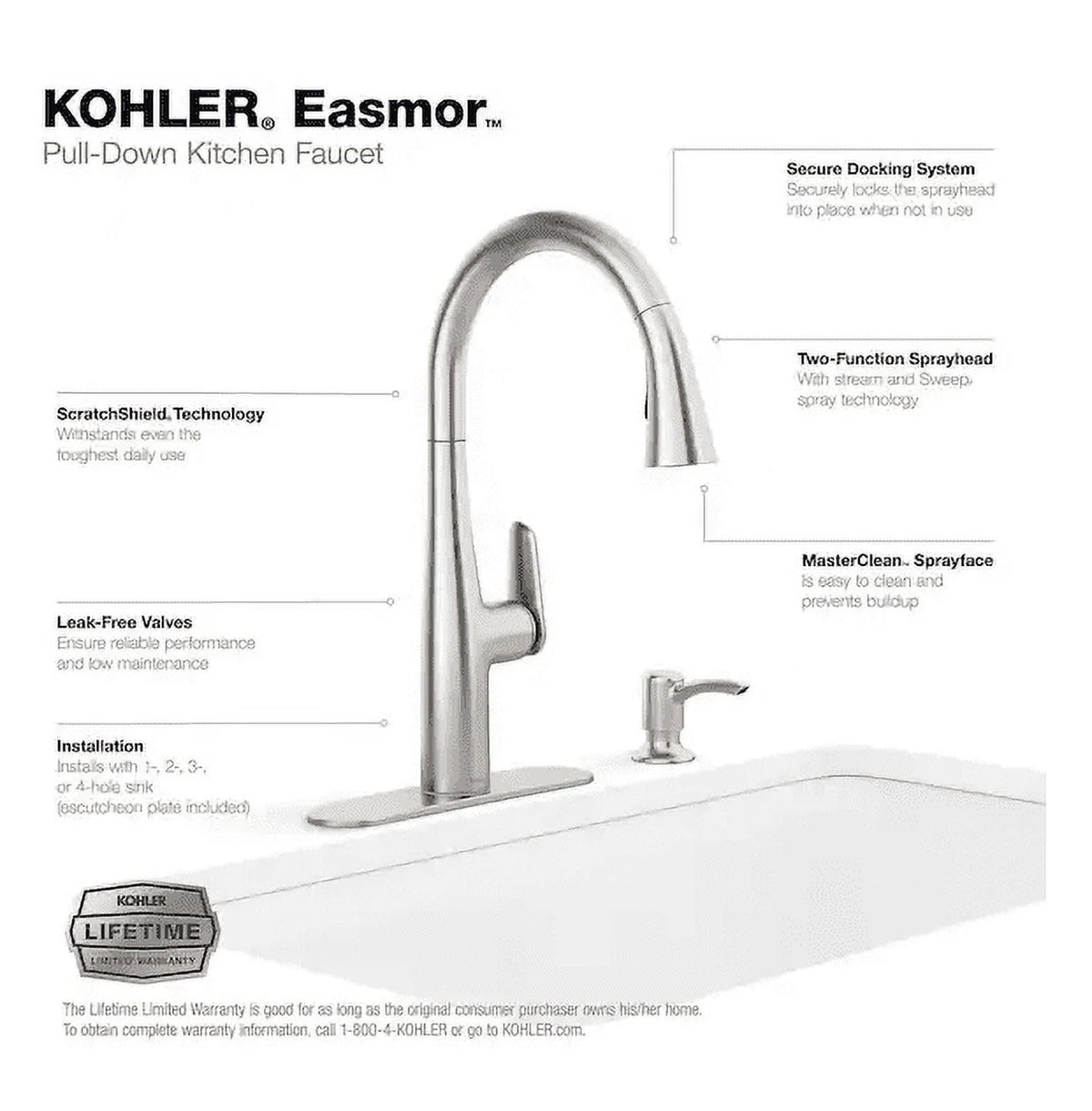 Pull Down Sprayer Kitchen Faucet Stainless Y366952