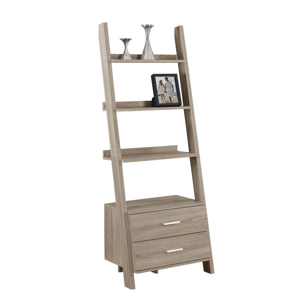 Taupe Brown Rectangular Ladder Bookcase G81286