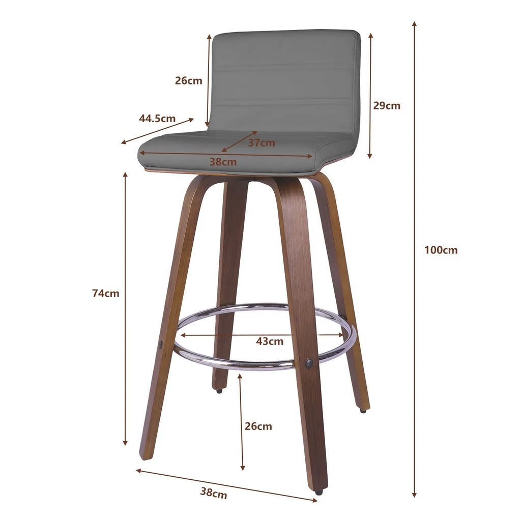 Grey PU Leather Swivel Barstool with Wood Legs O640