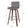 Grey PU Leather Swivel Barstool with Wood Legs O640