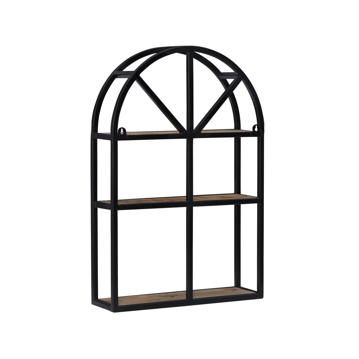 Black Metal Natural Mango Wood 3-Tier Wall Shelves X26771