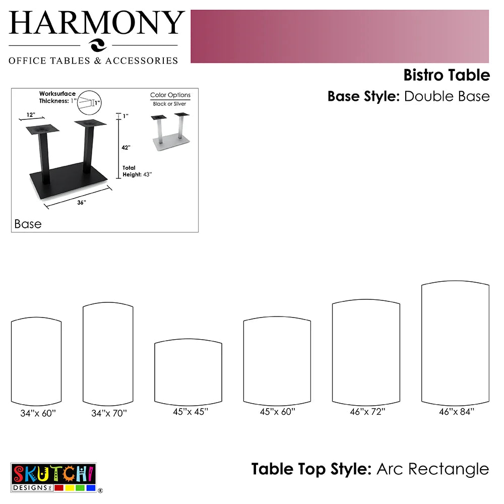 60" Small Arc Rectangle Bistro Height Bar Table C22844