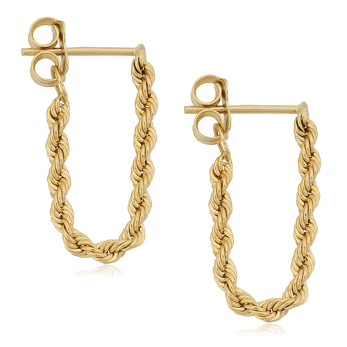10k Yellow Gold Rope Chain Earrings L934504