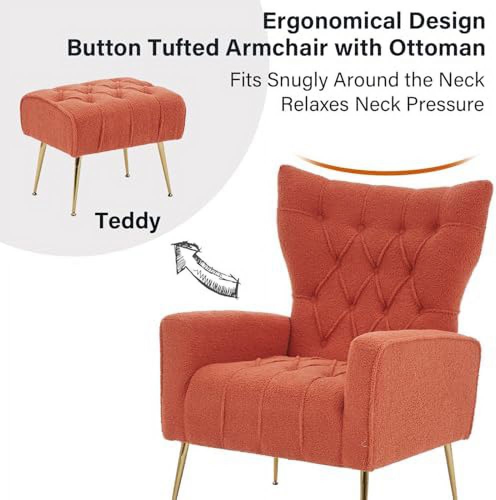 Velvet Accent Chair with Ottoman Button Tufted Armchair G964042