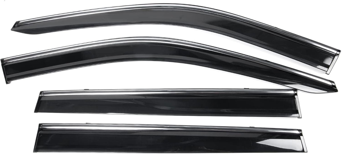 Window Visor Rain Guard Shade 4PC Injection Polycarbonate with Chrome Trim P1479