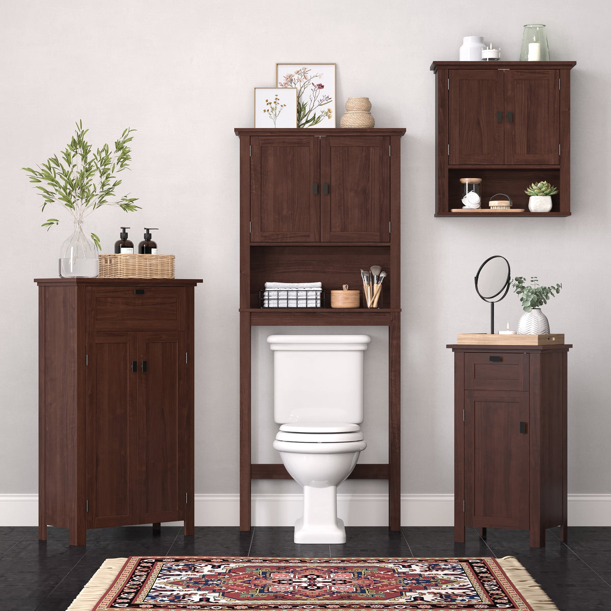 Two-Door Floor Cabinet, Dark Woodgrain O374
