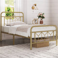 Twin XL Antique Gold Metal Platform Bed X710