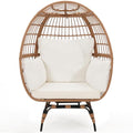 Oversized 360 Swivel Rattan Egg Chair with Beige Cushion A90180