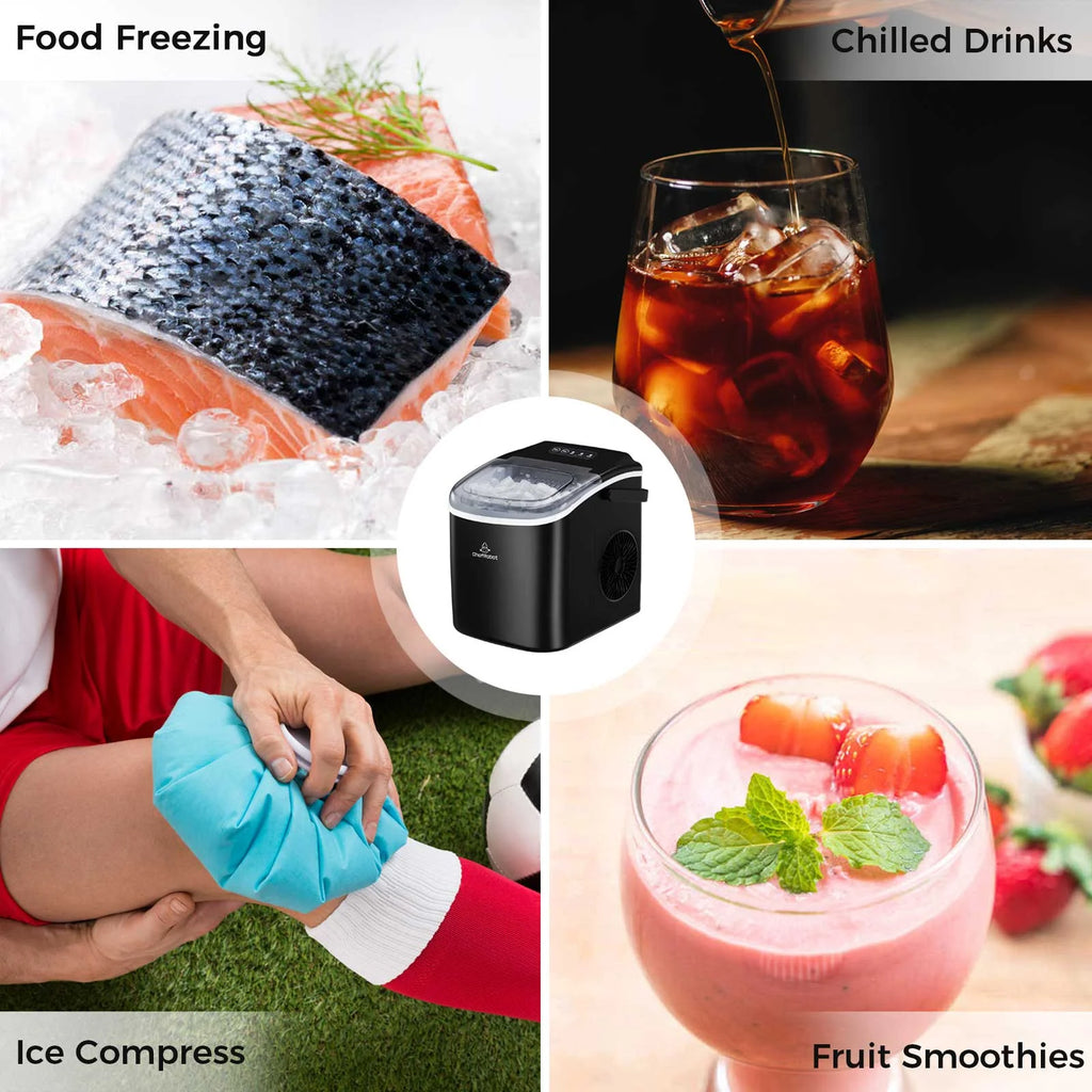 Black Self-Cleaning Countertop Ice Maker with Ice Scoop and Basket H243