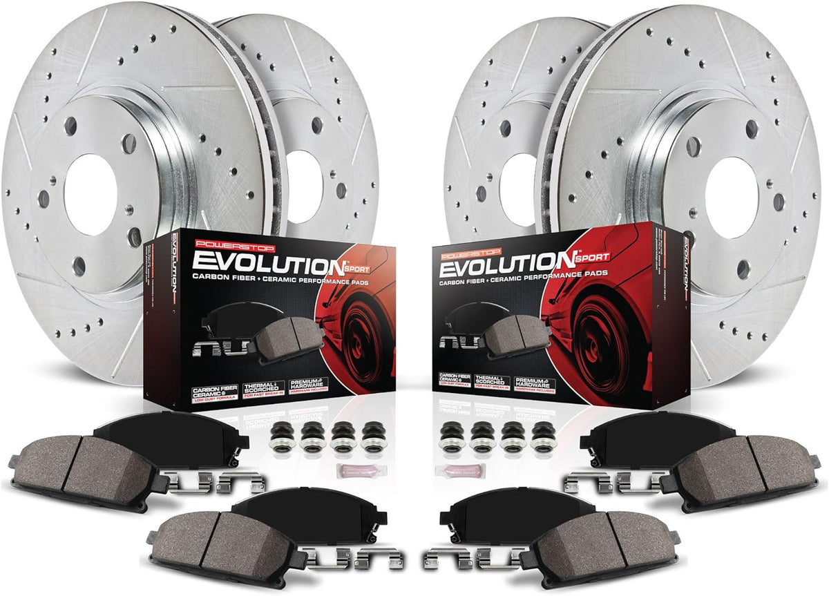 Carbon Fiber Brake Pads with Drilled & Slotted Brake Rotors Kit G528