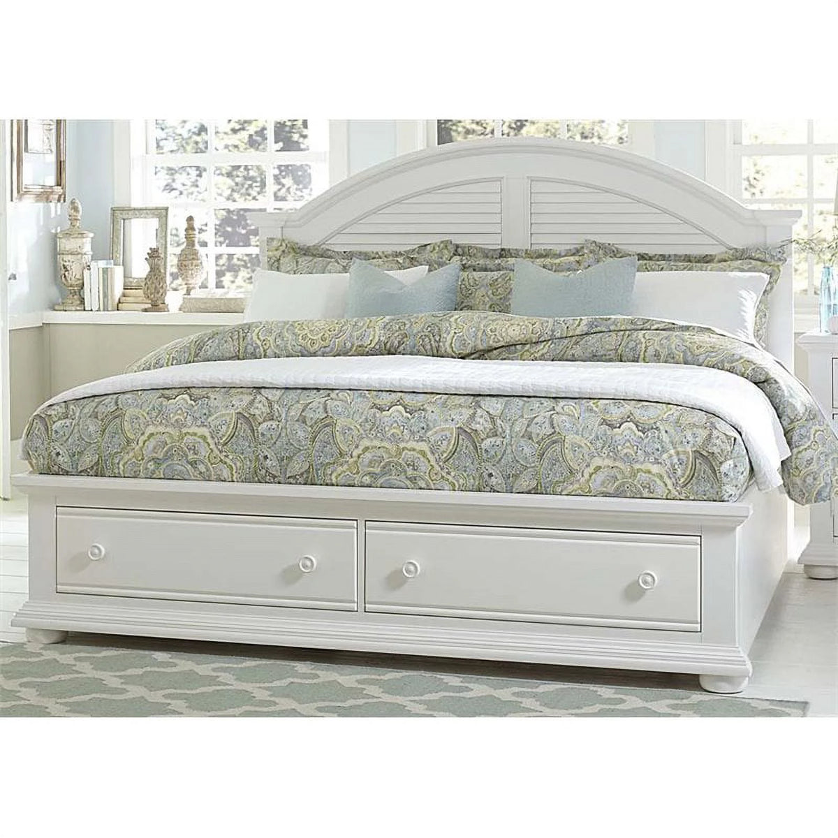 King Storage Bed in Oyster White H655