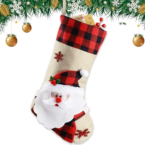 18.5'' Burlap Plaid Christmas Stockings 1-Pack Q80714