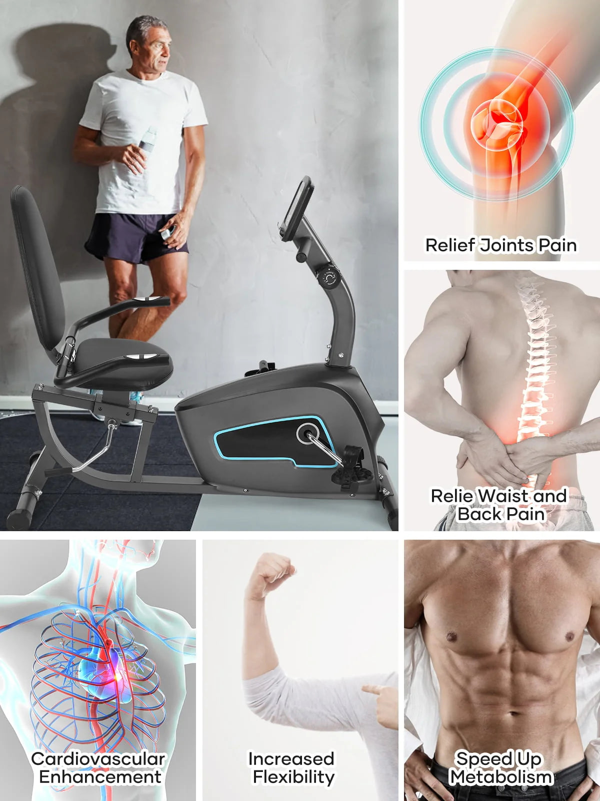 Indoor Recumbent Exercise Bike with Adjustable Seat Q2242