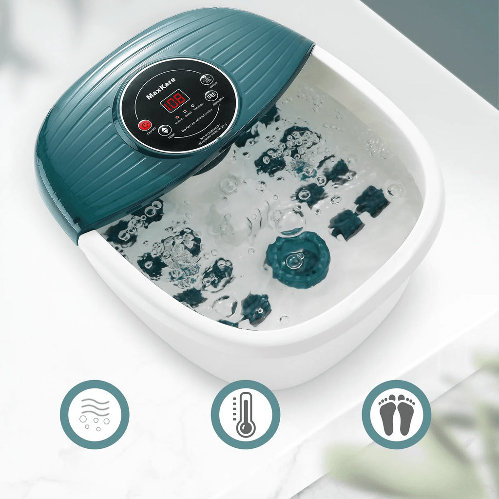 Foot Spa Bath Massager with Heat, Bubbles, Vibration, 16 Detachable Massage Rollers Y673